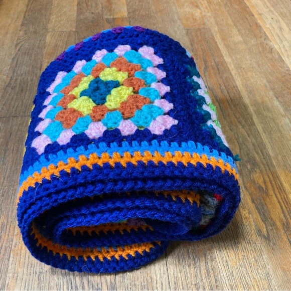 Hand Crochet Granny Square Mini Blanket with Vibrant Colors 36 x 36 inches - Picture 4 of 10